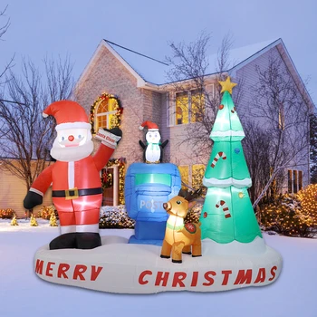 2.1 m Коледен Надуваем Пощенска Кутия на Дядо Коледа Коледна Елха с Led Светлини Коледа Външно Украса за Дома Градината Празник