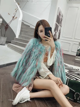 2019 есенно-зимни вязаная палто от кожа на миеща мечка, дамски къс китайската палто, корейската версия на фини дамски