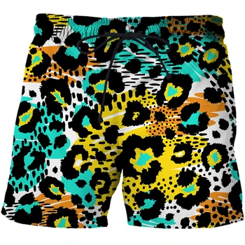 2022 Нова Мода Леопардовый принт 3D плажни шорти с принтом Мъжки мъжки плажни шорти Аниме къси панталони бързосъхнеща градинска къс homme
