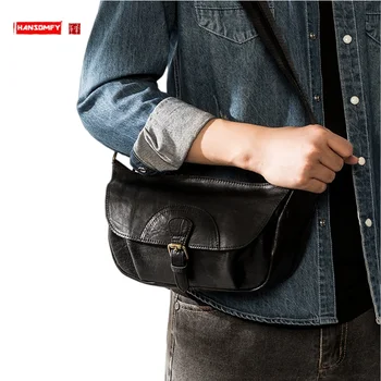 2022 Нова мъжка чанта през рамо от естествена кожа, мъжки чанти-месинджър в корейски Стил, Модерна Чанта През Рамо, Модерен Младежки Отличителни Чанти