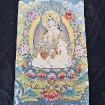 36 инча Тибетски Коприна бродерия Буда, Бодхисатва Тангка Тханка Картини семейни украсен с фрески стени