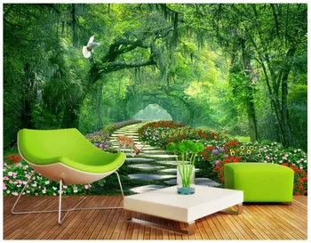3D тапети по поръчка 3d стенописи тапети пейзаж стенопис Дърво тапети парк зелена пътят 3d пейзаж на фона на декора на стените