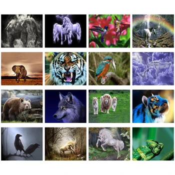 5D Сам Диамантена Картина на Природата Пейзаж Мозайка Бродерия Животното Лъв, Тигър Дървесна Жаба, Птица за Декор за Хола, Подарък Картина