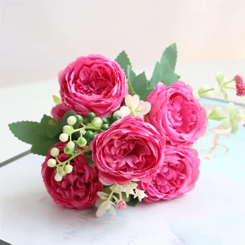 5шт Роза Изкуствени Цветя от Коприна Фалшиви Цветя, Подарък За Свети Валентин 