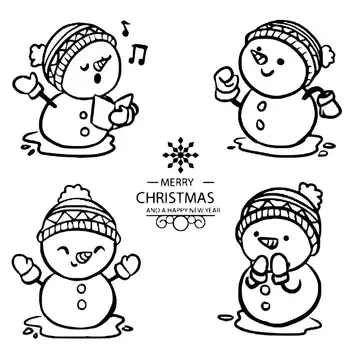AZSG Весела Коледа Снежен човек Прозрачни Печати За Scrapbooking САМ Clipart/Изработване на Картички, Бижута Силиконови Печати Занаяти
