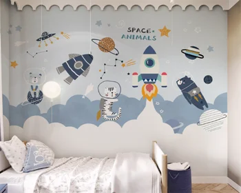 beibehang Индивидуални модерни нощни шкафчета за детска стая и спалня за момчета и момичета карикатура космически кораб тапети papel de parede 3d papier peint