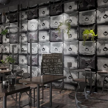beibehang Луксозна Ретро вятърни генератори, индустриални метални железни latticework тапети бар кафе ресторант в магазин за дрехи на фона на тапети
