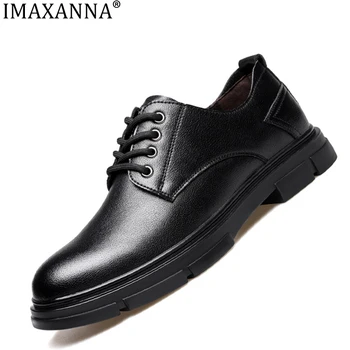 IMAXANNA/ мъжки модел обувки; сезон есен-зима; Нова висококачествени ежедневни обувки в бизнес стил; Нескользящая износостойкая мъжки кожени обувки