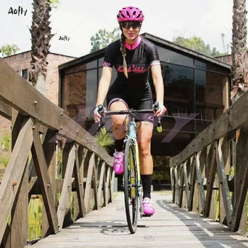 Kaffitt за жени е Черен, Розов BicyleTriathlon костюм дрехи Колоездене Skinsuit комплекти за грижа за кожата Майо Ropa Ciclismo под Наем джърси гащеризон лято