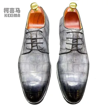 KEXIMA chue/мъжки модел обувки, мъжки официалната обувки, бизнес мъжки обувки от крокодилска кожа, кожена подметка, пролет 2022, нови обувки от крокодилска кожа