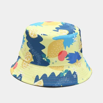 LDSLYJR 2022 Памук Плодове лимон с две страни носят Панама Рибарска Шапка уличната пътна шапка Солнцезащитная Шапка Шапка за Мъже и Жени 87