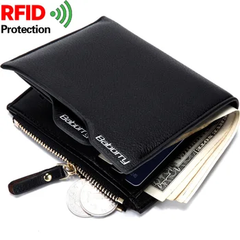 RFID Заключване Мъжки Кожен Портфейл за Кратък Тънък Мъжки Луксозен Бизнес Портфейли Пари Клип на Кредитната Карта на Притежателя на Долара