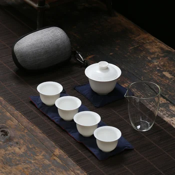 TANGPIN бял керамичен чайник gaiwan порцеланови чаени чаши чаени комплекти преносим пътен чай комплект посуда за напитки
