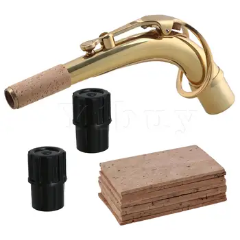 Yibuy 10 Пробковый лист за саксофон и 2 Мъничета за саксофон с загибом врата за алт-саксофон