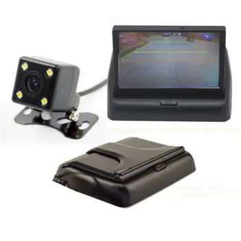Автоматична Система за Помощ При Паркиране Нова Автомобилна Led CCD Камера за Обратно виждане Нощно Виждане С 4.3-инчов Цветен LCD Дисплей, Автомобилна Видео Сгъваема Камера-Монитор