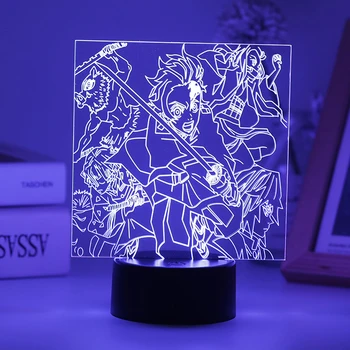 Аниме Demon Slayer Подарък Лампа 3D Led нощна светлина Kid Kimetsu No Yaiba Tanjiro Kamado За Детска Спалня Илюзия Декор Ночники