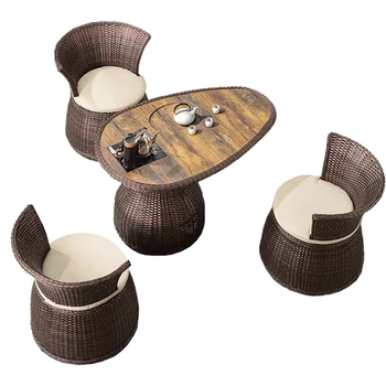 Балкон малка маса и стол ротанговый стол открит маса и стол, комбинация от прост свободно време за нова китайска малка семейна мебели