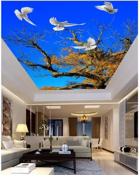 Гората Синьо небе таван хол и спалня на тавана, 3d тапети за стая пейзаж papel parede стенни тапети