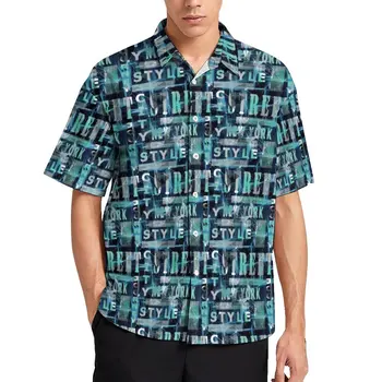 Думата Графити Ежедневни Риза Човек Градския Стил На Печат Хавайска Риза Стилни Блузи С Къс Ръкав Oversize