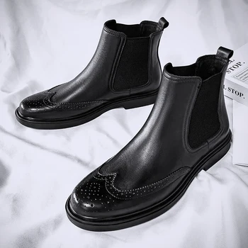 Есенни Нови мъжки модел обувки-броги От естествена Кожа, Луксозни Модерни Сватбени обувки За Булката, Мъжки луксозни обувки-Oxfords в италиански стил