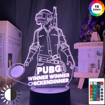 Играта PlayerUnknown's Battlegrounds 3d Led лека нощ 16 Цвята, което променя Дистанционно Управление лека нощ Готино Събитие Призовая Лампа PUBG