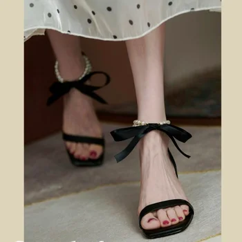 Красиви Модни дамски Обувки на висок Ток-висок ток, френски Обувки на висок Ток, Нишевый Дизайн, Летни Сандали с Думата