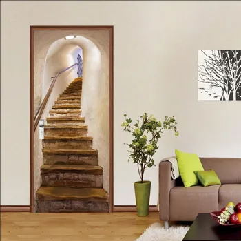 Креативна защита на околната среда 3D стикер за стълбище вратата ремонтиран самозалепващи стикер за стена на спалня