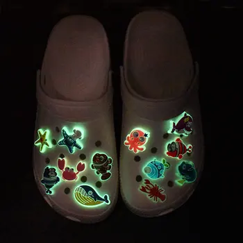 Луминесцентни и Флуоресцентни Обувки Серия Ocean с Дупки, Медальони, Аксесоари за Обувки Croc, Обувки с Катарама, Цветя, Украси за Обувки DIY