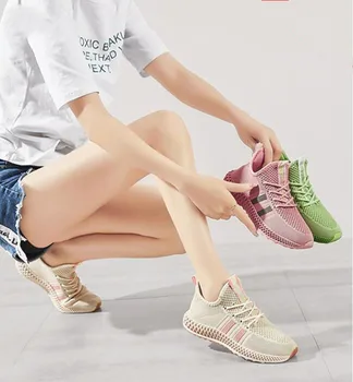 Лятна Нова Дамски Летяща Спортни обувки, Дишащи Меш маратонки за бягане, Ежедневни Модни дамски обувки