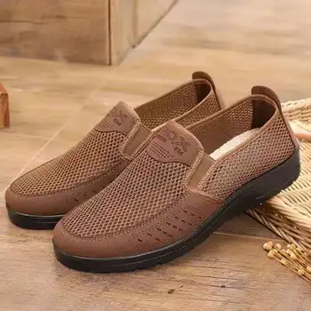 Мъжки ежедневни обувки 2022, Нови Летни мъжки сандали от въздушна мрежа, лека Дишаща водоустойчива обувки без шнур, мъжки маратонки, Голям размер38-44