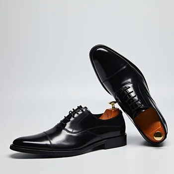 Мъжки Кожени обувки, Нова Модни мъжки обувки на британския стил, с остри Пръсти, Бизнес Официалната Булчински Обувки Дантела