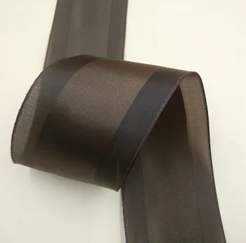 Опаковъчна хартия на руло 63 mm X 25 ярда, жичен лента, однотонная кафяв сатен лента от органза