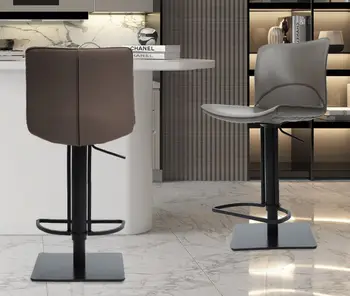 Подвижен бар стол, кожен бар стол, луксозен, модерен и лесен стол, въртящ се бар стол, бар стол, италиански стил