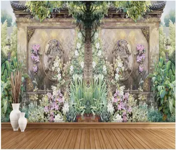 Потребителски снимки на 3d тапети европейския герой ангел цвете, растение тухлена стена хол 3d стенописи тапети за стени d 3