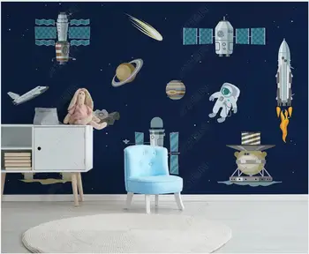 потребителски стенописи, 3d тапети за стени, на рула космически кораб астронавт детска стая начало декор фото тапет на стената