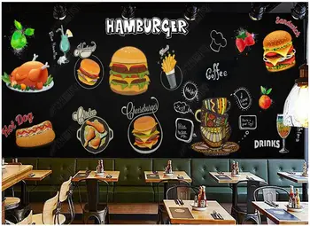 потребителски стенописи 3d фото тапет Вкусна Хамбургски Ресторант за Бързо Хранене фон начало декор тапети за стените, 3d спалня