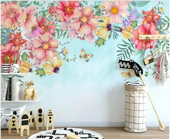 потребителски стенописи 3d фото тапет Акварели пасторални цветя американски ботаническата цветен декор тапети за хола стените 3d