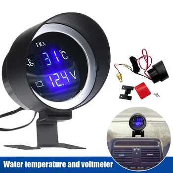 През цялата LCD Дисплей Дигитален Авто Камион Сензор за Температура на Водата Сензор за Температура Температура Moto + Волтметър Волтметър Измерване на напрежение 2 в 1 12 В 24 В