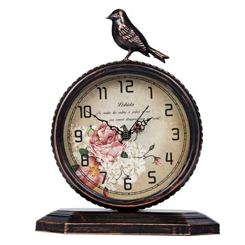 Ретро железни тихи настолни часовници мода самоличността на европейските настолни часовници малка странична масичка старинни часовници птица настолни часовници