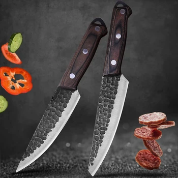 Ръчен Нож За Месо, Малък Кухненски Нож За Почистване на Зеленчуци, Прав Нож от Неръждаема Стомана, Месар-готвач, Риболовен Ловен Нож за почистване на Плодове