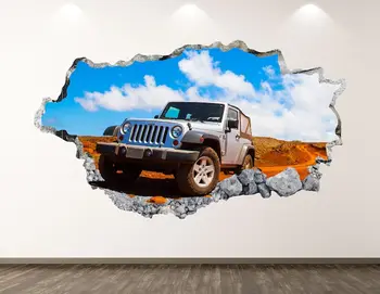 Стикер За Стена Jeep - Автомобили Пустинята 3D Разби Стенни Художествена Стикер Декор на Детска Стая на Винил Домашен Плакат На Поръчката Подарък KD290
