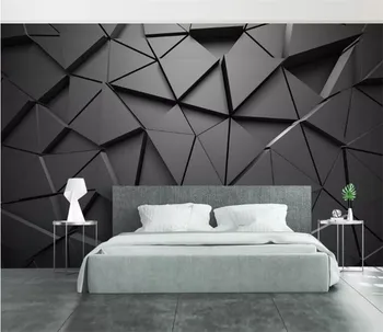 Съвременен Творчески 3D Геометричен Абстрактен Сив Триъгълник Голяма Фреска, 3D Тапети, Всекидневна с ТЕЛЕВИЗОР монтиран на стената Начало Декор Стенни Плат 3D Стенопис