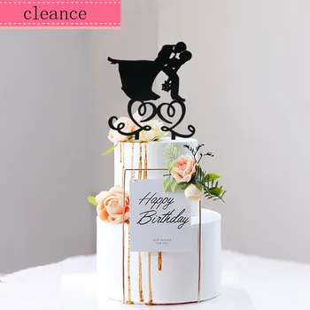 танцуваща птица и младоженеца торта сватбена торта цилиндър в цилиндър черен акрилен сватба парти украса за доставка