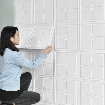 Тапети, самозалепващи 3d стерео стикери за стена дневна спалня топло украса фон на стената на пяна, водоустойчив и влагоустойчив, отговарят на високи