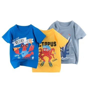 Тениска Дрехи За Момчета Летни Тениски С Къс Ръкав С Шарките На Морски Животни Меки Дишащи Ежедневни Блузи За Малки Деца Baby