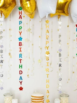 Честит Рожден Ден азбука цвете детски рожден ден е фон на стените украсени с дете от 100 дни висулка цвете банер за рожден ден